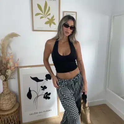 Bombacho estampado negro top halter negro