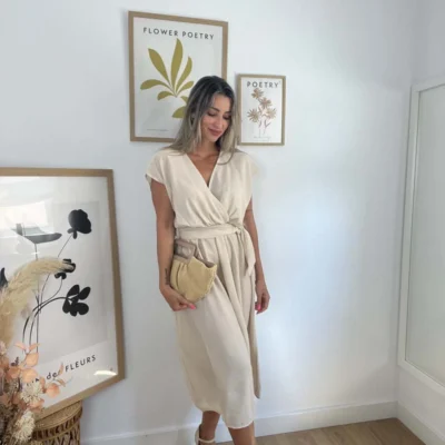 Vestido agata beige frente