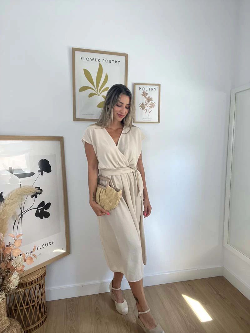 Vestido agata beige frente