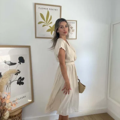 Vestido agata beige perfil