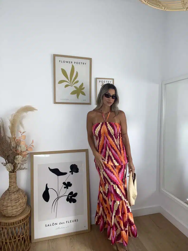 Vestido etnico nido naranja pp
