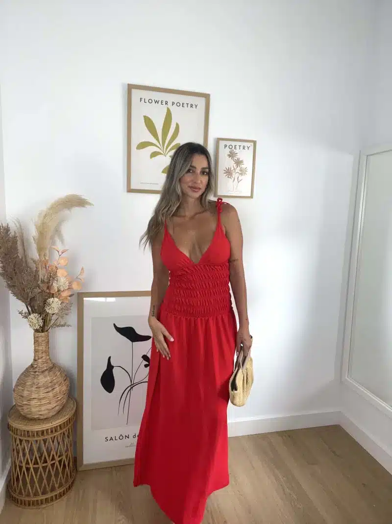 Vestido triangulo abeja rojo